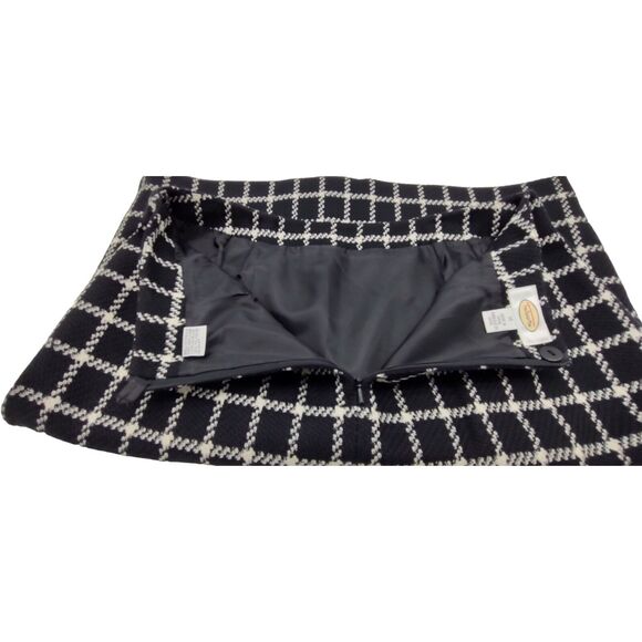 Fall Winter Timeless Black & White Plaid Window Pane Size 12 Talbot's Wool Skirt - Picture 6 of 14